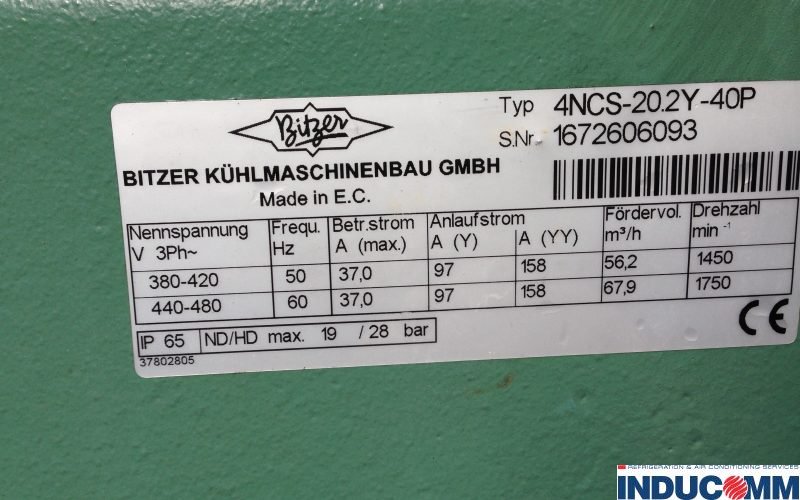 IS14-803 Bitzer Condensing Unit Nameplate