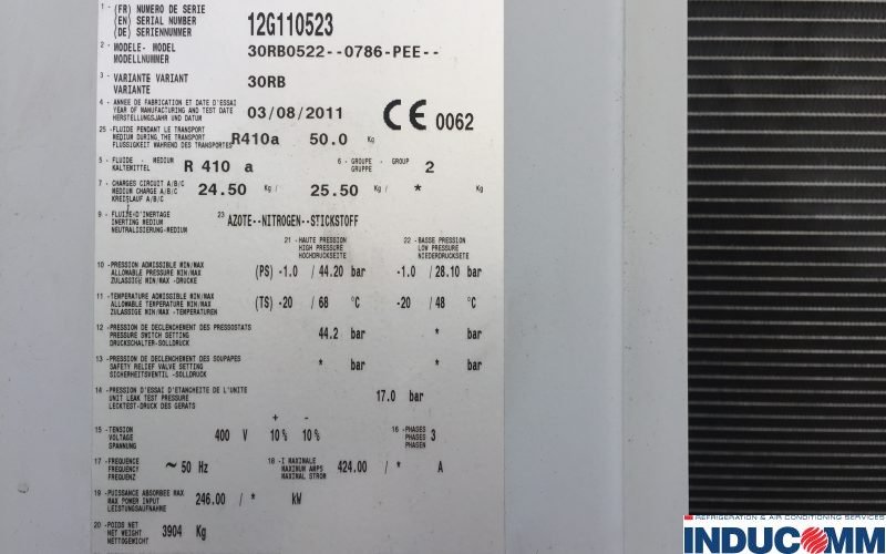 IS16 156 Carrier Chiller Nameplate